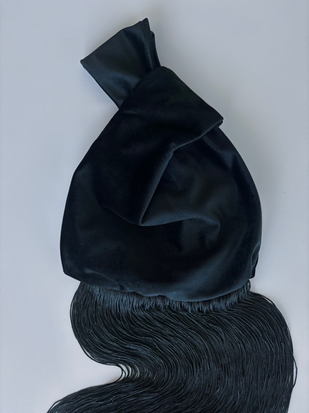 Elegant Velvet Wristlet Knot Black Mini fringe Bag - Picture 12 of 15